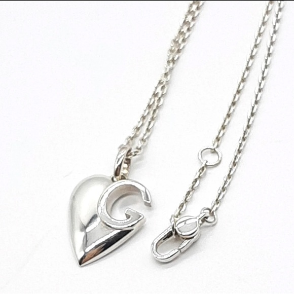 GUCCI 925 Sterling Silver ❤️ Heart Necklace 16 inches - Picture 5 of 10